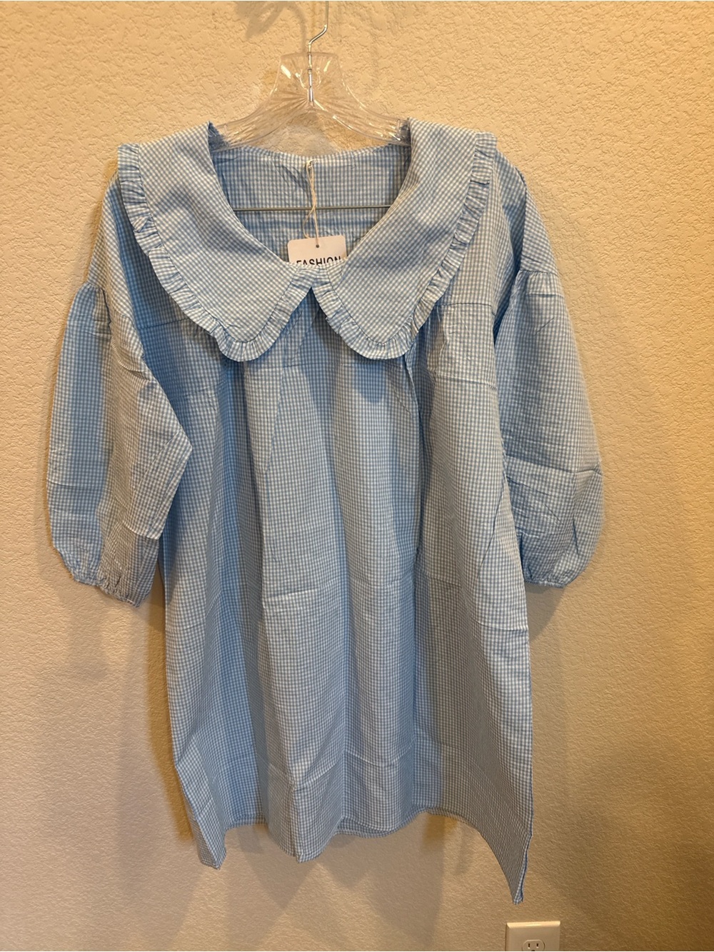 GINGHAM PLAID BABYDOLL MINI DRESS (MULTIPLE COLORS/SIZES) - Picture 6 of 11